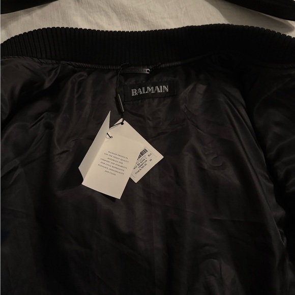 Balmain Black Diamond-Pattern Bomber Jacket - Picture 6 of 7